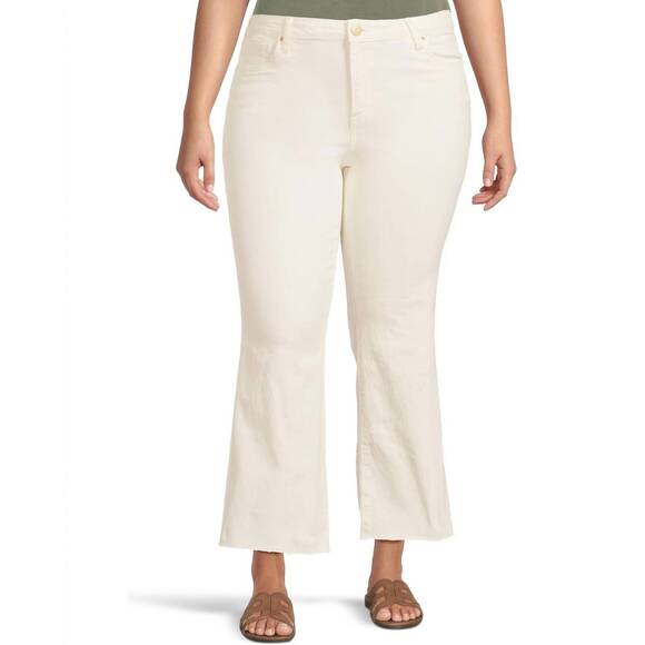 NEW KUT FROM THE KLOTH kelsey high rise ankle flare jeans in ecru